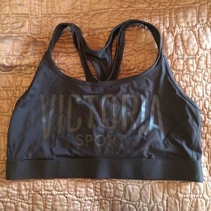 Black Victoria sport racer back sports bra